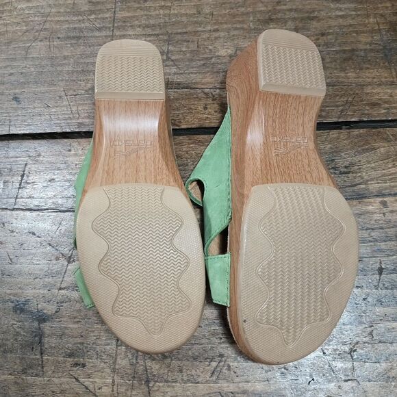 Dansko Sz 9.5 10 EU40 Sandals Sophie Green Slip On Shoes Buckle Leather - Picture 11 of 11